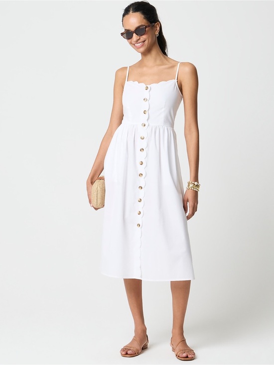 J. Crew Dresses & Skirts - NWT J. Crew Scallop Trim Button Front Midi Dress Button Front in White
